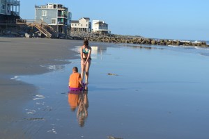 I found this tip before we left and a snow sled turned out to be the perfect transportation for Ryan on the beach